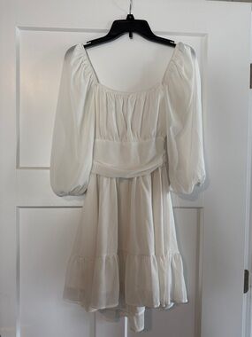 Women’s White Mini Dress with Puff Sleeves